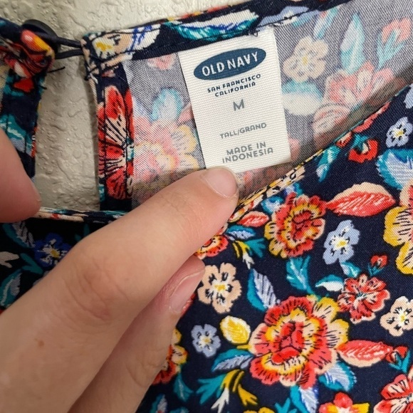 Old Navy Ditzy Floral Bow Tie Sleeve Shift Dress Medium Tall - Picture 3 of 7